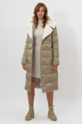 Купить Пальто утепленное женское зимние бирюзового цвета 112268Br, фото 13