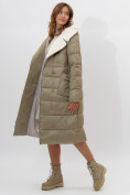 Купить Пальто утепленное женское зимние бирюзового цвета 112268Br, фото 15