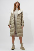 Купить Пальто утепленное женское зимние бирюзового цвета 112268Br, фото 19