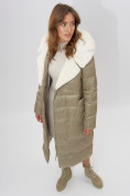 Купить Пальто утепленное женское зимние бирюзового цвета 112268Br, фото 10