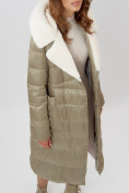 Купить Пальто утепленное женское зимние бирюзового цвета 112268Br, фото 11