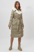 Купить Пальто утепленное женское зимние бирюзового цвета 112268Br, фото 6