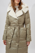 Купить Пальто утепленное женское зимние бирюзового цвета 112268Br, фото 7