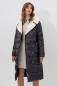 Купить Пальто утепленное женское зимние черного цвета 112268Ch, фото 4