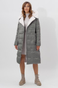 Купить Пальто утепленное женское зимние серого цвета 112268Sr, фото 12