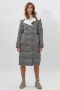 Купить Пальто утепленное женское зимние серого цвета 112268Sr, фото 7