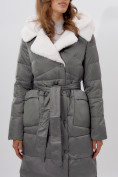 Купить Пальто утепленное женское зимние серого цвета 112268Sr, фото 5