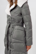 Купить Пальто утепленное женское зимние серого цвета 112268Sr, фото 3