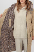 Купить Пальто утепленное двухстороннее женское бежевого цвета 112272B, фото 13