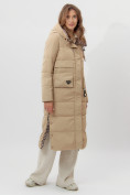 Купить Пальто утепленное двухстороннее женское бежевого цвета 112272B, фото 14