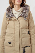 Купить Пальто утепленное двухстороннее женское бежевого цвета 112272B, фото 16