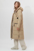 Купить Пальто утепленное двухстороннее женское бежевого цвета 112272B, фото 2