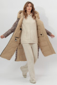 Купить Пальто утепленное двухстороннее женское бежевого цвета 112272B, фото 5