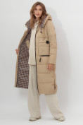 Купить Пальто утепленное двухстороннее женское бежевого цвета 112272B, фото 10