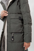 Купить Пальто утепленное двухстороннее женское темно-зеленого цвета 112272TZ, фото 14