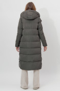 Купить Пальто утепленное двухстороннее женское темно-зеленого цвета 112272TZ, фото 4