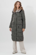 Купить Пальто утепленное двухстороннее женское темно-зеленого цвета 112272TZ