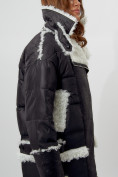 Купить Дубленка женская зимняя авиатор из овчины черного цвета 112283Ch, фото 9