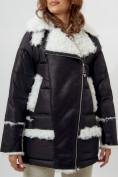 Купить Дубленка женская зимняя авиатор из овчины черного цвета 112283Ch, фото 7