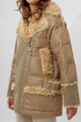 Купить Дубленка женская зимняя авиатор из овчины горчичного цвета 112283G, фото 8