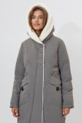 Купить Пальто утепленное женское зимние темно-серого цвета 112288TC, фото 12