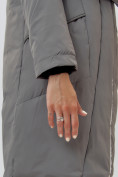 Купить Пальто утепленное женское зимние темно-серого цвета 112288TC, фото 13
