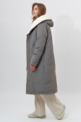 Купить Пальто утепленное женское зимние темно-серого цвета 112288TC, фото 3