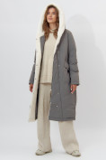 Купить Пальто утепленное женское зимние темно-серого цвета 112288TC, фото 4