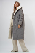 Купить Пальто утепленное женское зимние темно-серого цвета 112288TC, фото 8