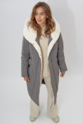 Купить Пальто утепленное женское зимние темно-серого цвета 112288TC, фото 9