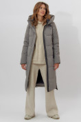 Купить Пальто утепленное женское зимние бирюзового цвета 113135Br, фото 15