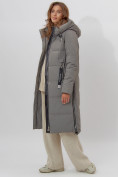Купить Пальто утепленное женское зимние бирюзового цвета 113135Br, фото 17