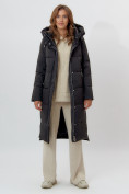 Купить Пальто утепленное женское зимние черного цвета 113135Ch