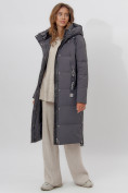 Купить Пальто утепленное женское зимние темно-серого цвета 113135TC, фото 13