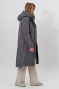 Купить Пальто утепленное женское зимние темно-серого цвета 113135TC, фото 14