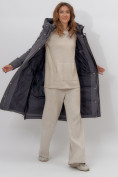 Купить Пальто утепленное женское зимние темно-серого цвета 113135TC, фото 10