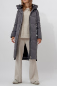 Купить Пальто утепленное женское зимние темно-серого цвета 113135TC, фото 16