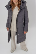 Купить Пальто утепленное женское зимние темно-серого цвета 113135TC, фото 17