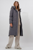 Купить Пальто утепленное женское зимние темно-серого цвета 113135TC, фото 18