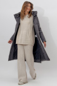 Купить Пальто утепленное женское зимние темно-серого цвета 113135TC, фото 19