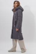 Купить Пальто утепленное женское зимние темно-серого цвета 113135TC, фото 3