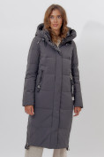 Купить Пальто утепленное женское зимние темно-серого цвета 113135TC, фото 5