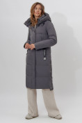Купить Пальто утепленное женское зимние темно-серого цвета 113135TC, фото 6