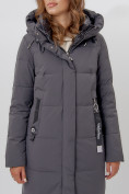 Купить Пальто утепленное женское зимние темно-серого цвета 113135TC, фото 7