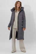 Купить Пальто утепленное женское зимние темно-серого цвета 113135TC, фото 11