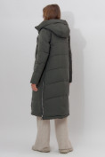 Купить Пальто утепленное женское зимние темно-зеленого цвета 113135TZ, фото 6