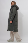 Купить Пальто утепленное женское зимние темно-зеленого цвета 113135TZ, фото 14