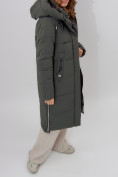 Купить Пальто утепленное женское зимние темно-зеленого цвета 113135TZ, фото 15