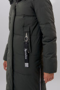 Купить Пальто утепленное женское зимние темно-зеленого цвета 113135TZ, фото 8