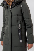 Купить Пальто утепленное женское зимние темно-зеленого цвета 113135TZ, фото 10